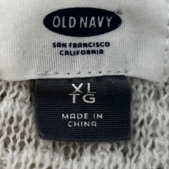 Old Navy Womens Open Knit Sweater XL White Long Sleeve Cotton Blend - Picture 4 of 6